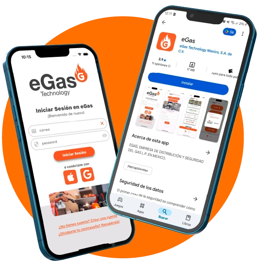 Imagen de un celular mostrando la APP de eGas
