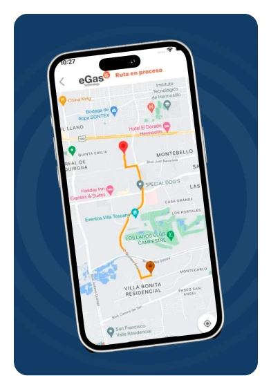 Imagen de un celular mostrando la APP de eGas